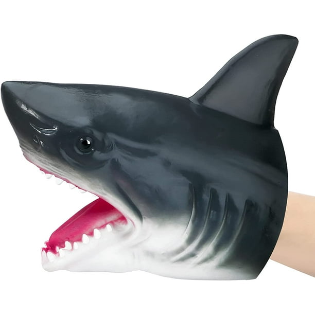 Shark puppets soft rubber white shark head realistic hand puppets