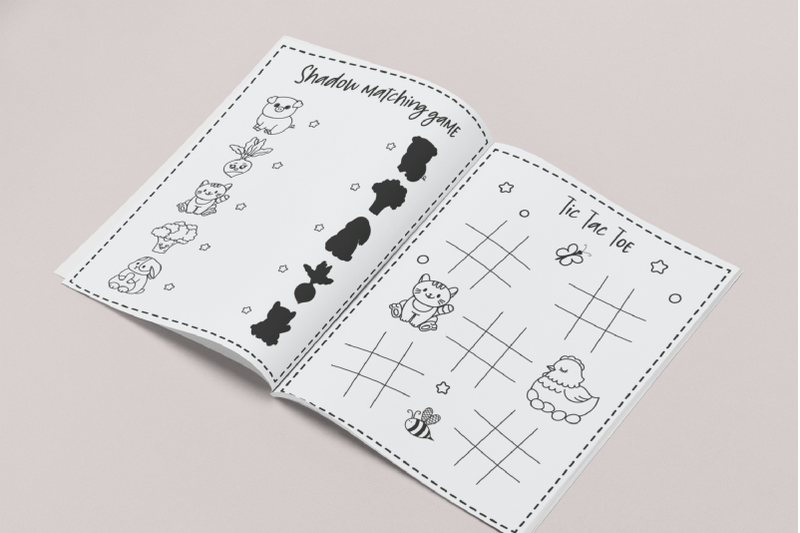 Funny cute kawaii farm kids activity coloring book pdf pages by orange brush studio
