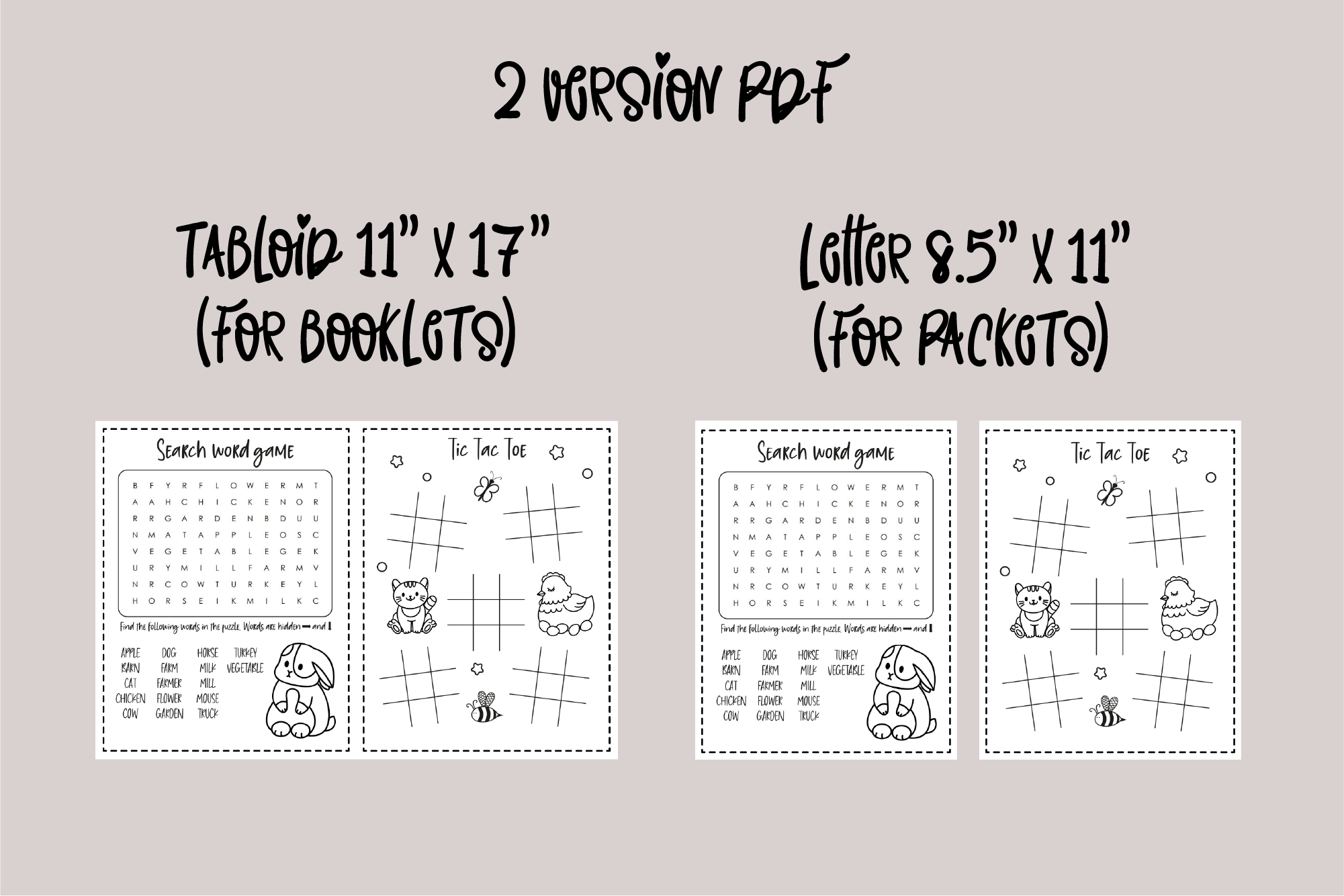 Funny cute kawaii farm kids activity coloring book pdf pages by orange brush studio