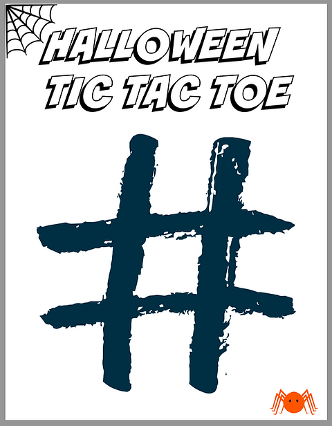 Halloween tic tac toe board pdf