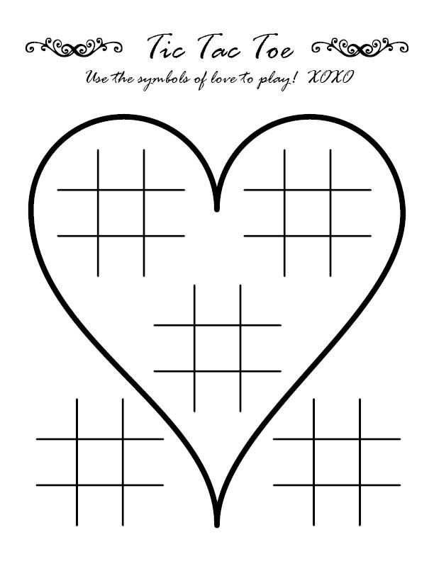 Tic tac toe wedding activity page