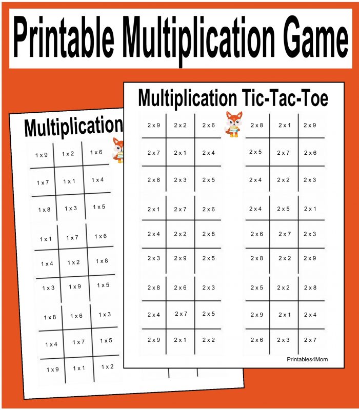 Printable multiplication tic