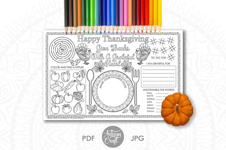 Thanksgiving placemat kids coloring pages coloring page