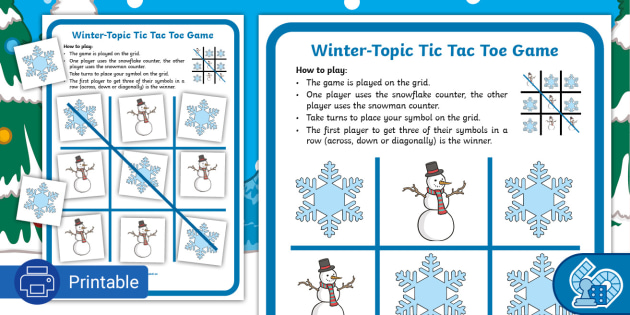 Christmas snowflake game tic tac toe printable
