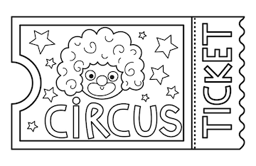 Premium vector vector circus ticket line icon amusement park pass outline clipart cute black and white street festival entrance card street show admission coupon illustration or coloring page with clown facexa