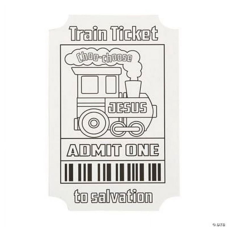 Color your own religous train tickets party craft kits pieces