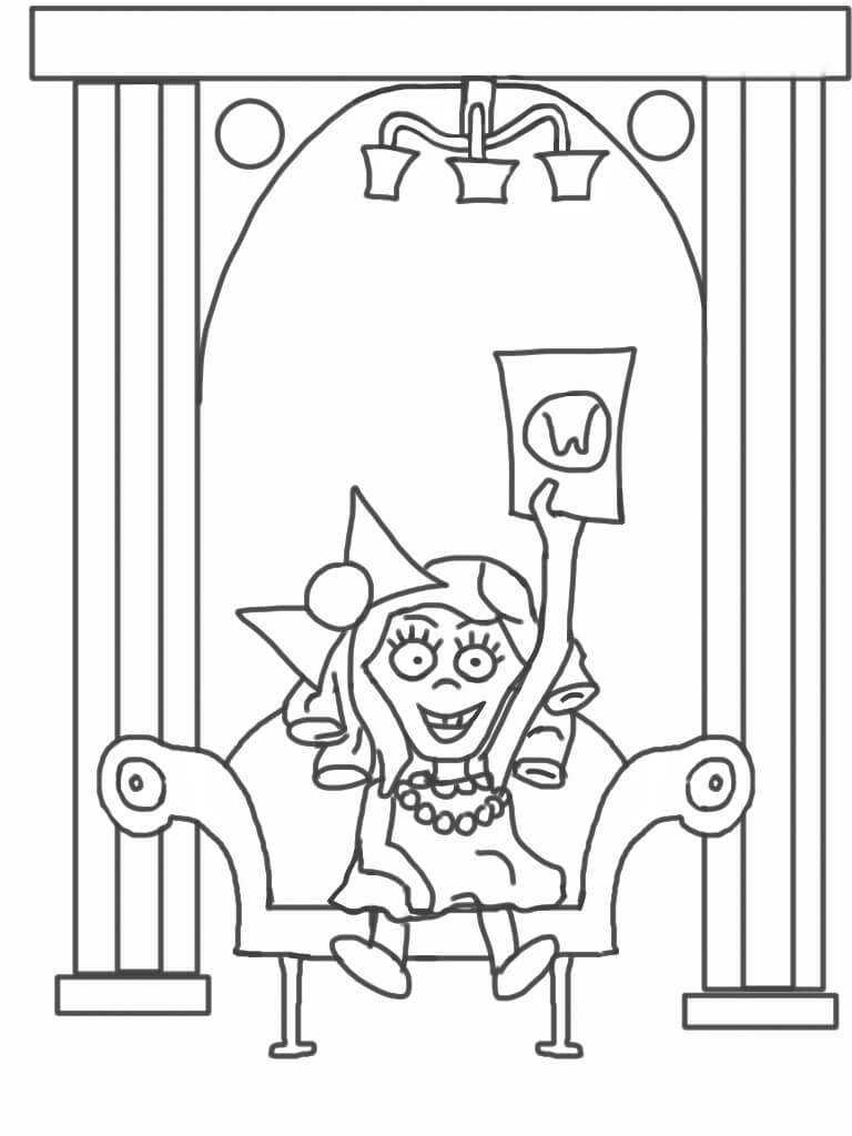 Nasty little veruca salt waves her golden ticket coloring page
