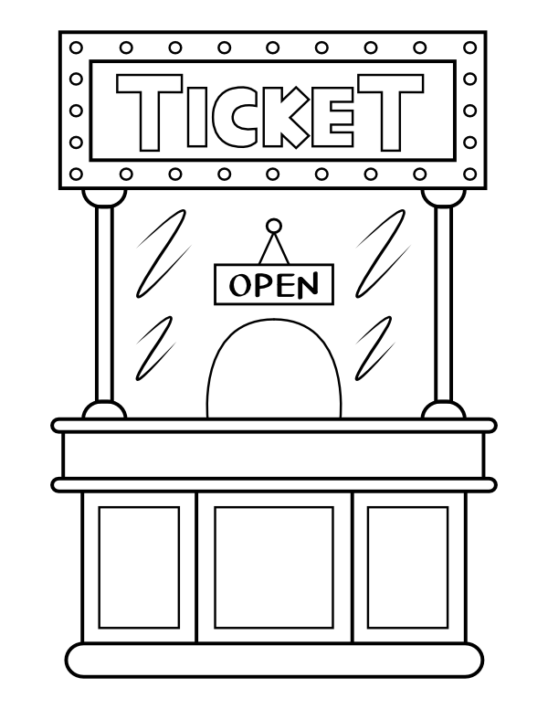 Printable movie ticket booth coloring page