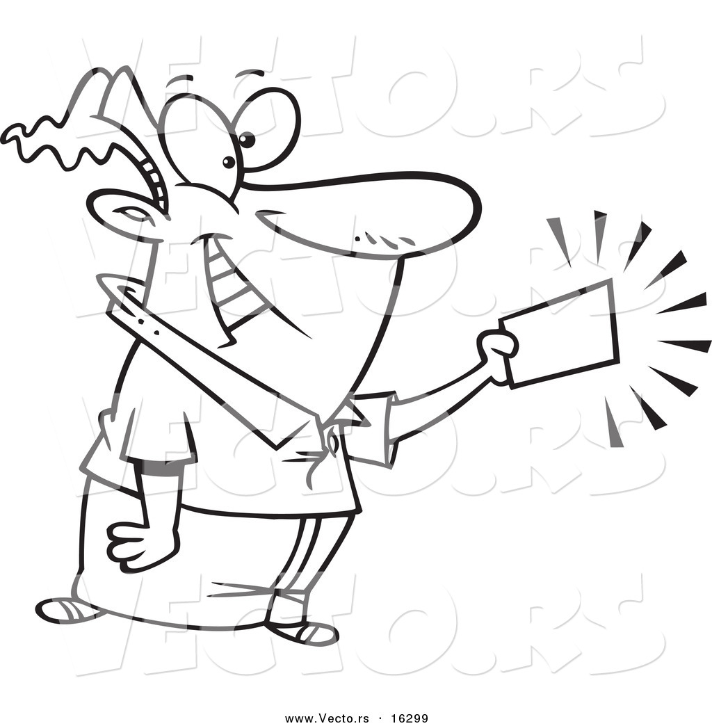 R of a cartoon businessman holding a golden ticket