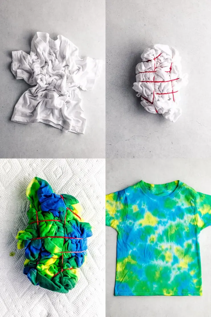 Tie dye patterns and folding techniques