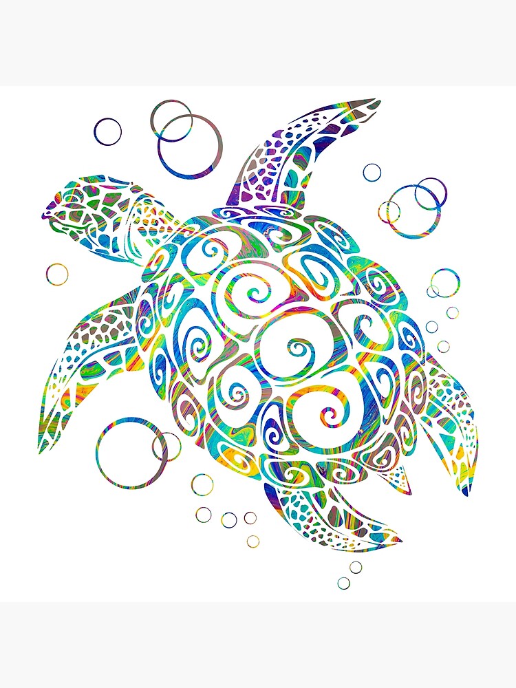 Hawaiian tie dye sea turtle canvas print for sale by renatotrentin
