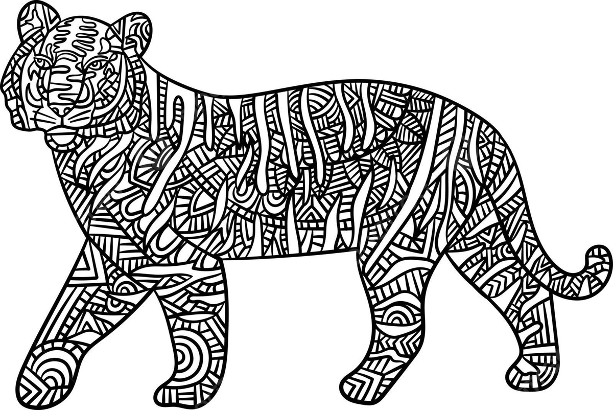 Tiger mandala coloring pages for adults coloring page adult illustration vector coloring page adult illustration png and vector with transparent background for free download