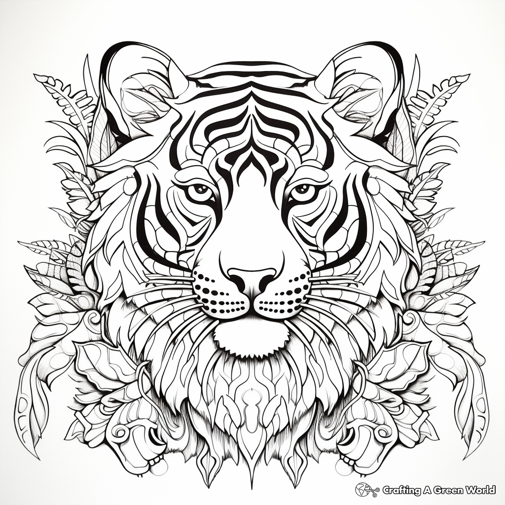 Hard tiger coloring pages