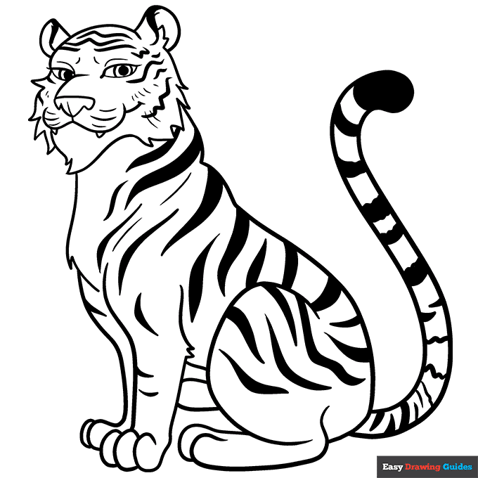 Cartoon tiger coloring page easy drawing guides