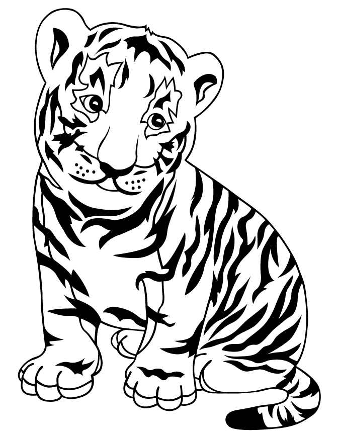 Baby tiger cub coloring page jungle coloring pages animal coloring pages cartoon tiger