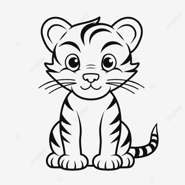 An image of cute cartoon coloring pages with a tiger cub drawing outline sketch vector car drawing cartoon drawing tiger drawing png and vector with transparent background for free download