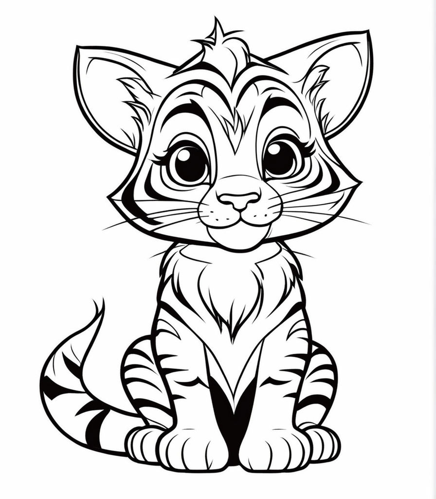 Coloring book template simple tiger cub