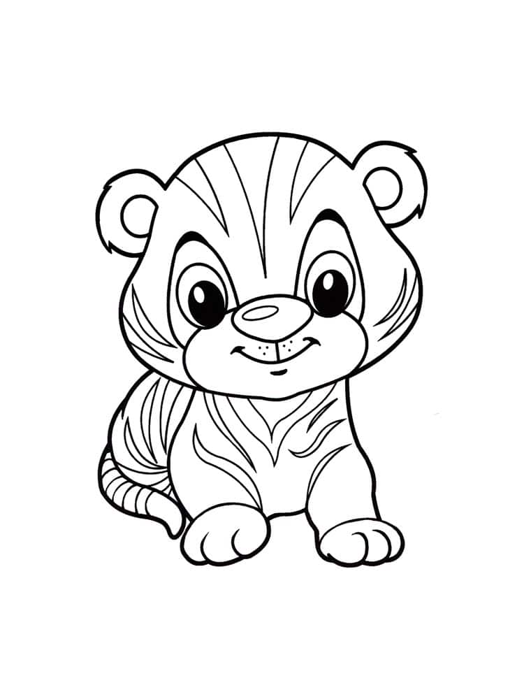 Drawing of a small tiger cub coloring page
