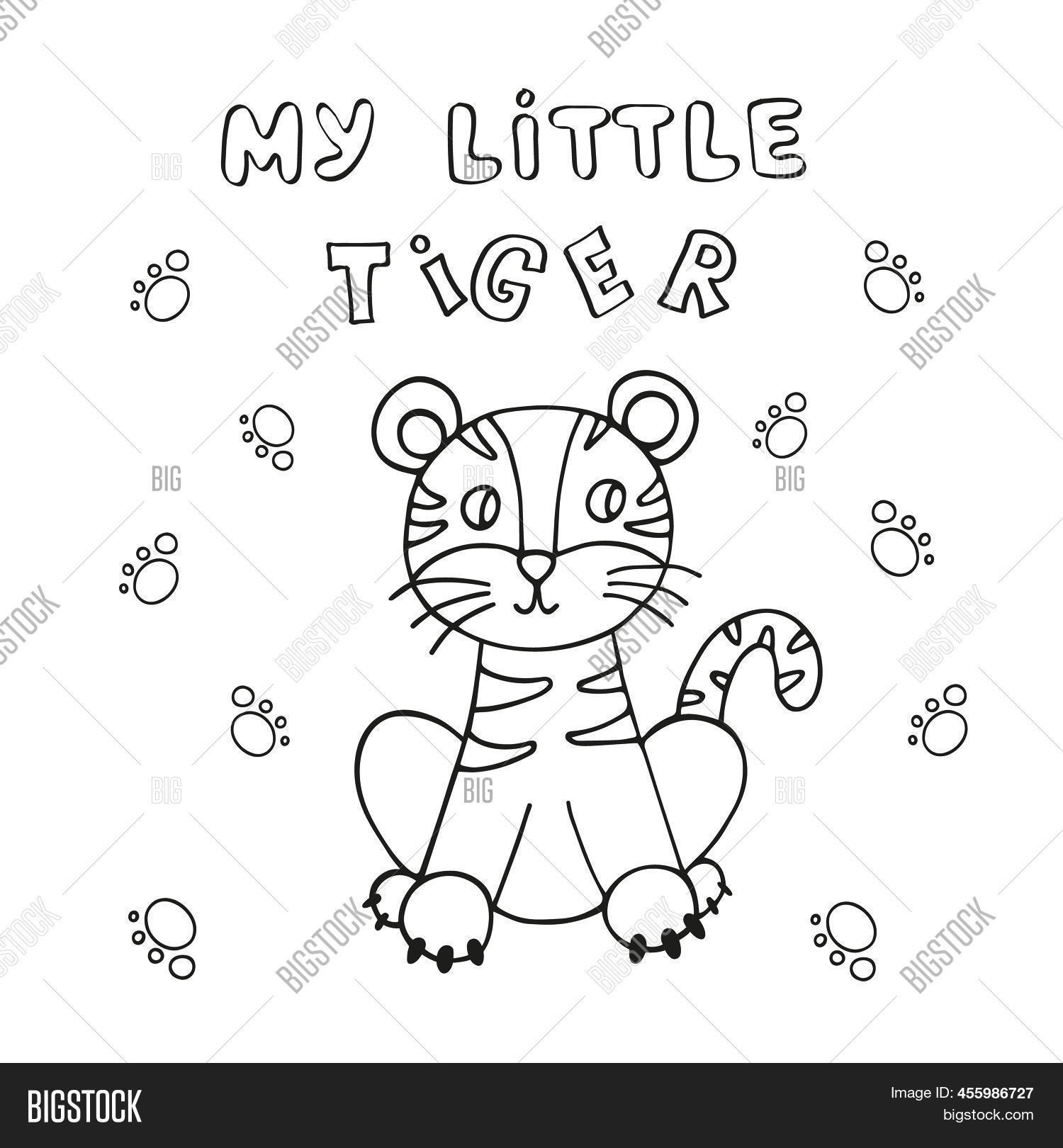 Tiger cub coloring image photo free trial bigstock
