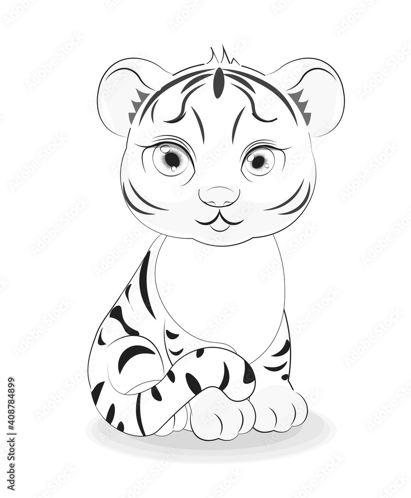 Tiger cub coloring book vector
