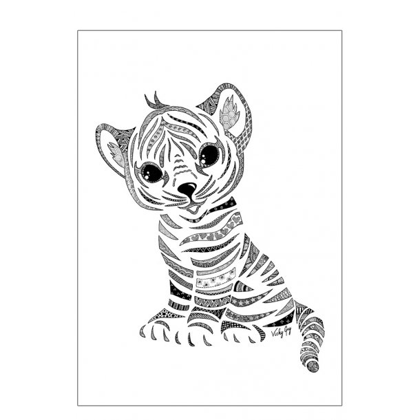 Tiger cub poster doodle illustration