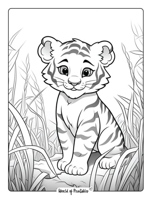Tiger coloring pages for kids adults