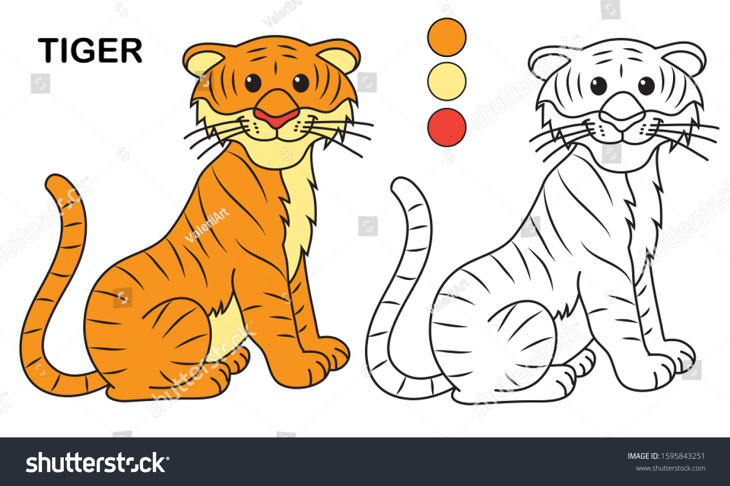 Thousand cartoon tiger outline royalty