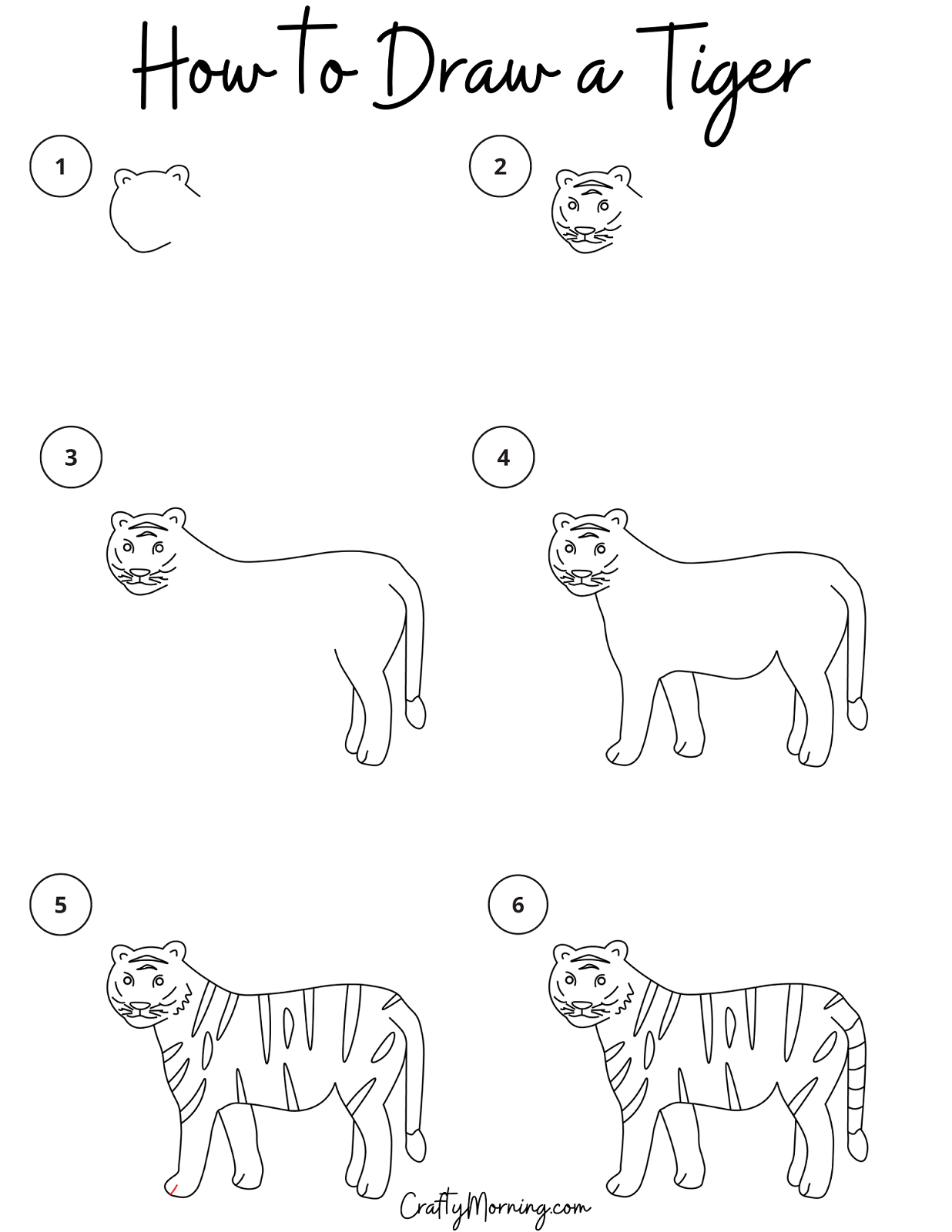 How to draw a tiger step by step