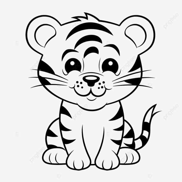 Cute tiger cub coloring pages outline sketch drawing vector tiger drawing wing drawing ring drawing png and vector with transparent background for free download