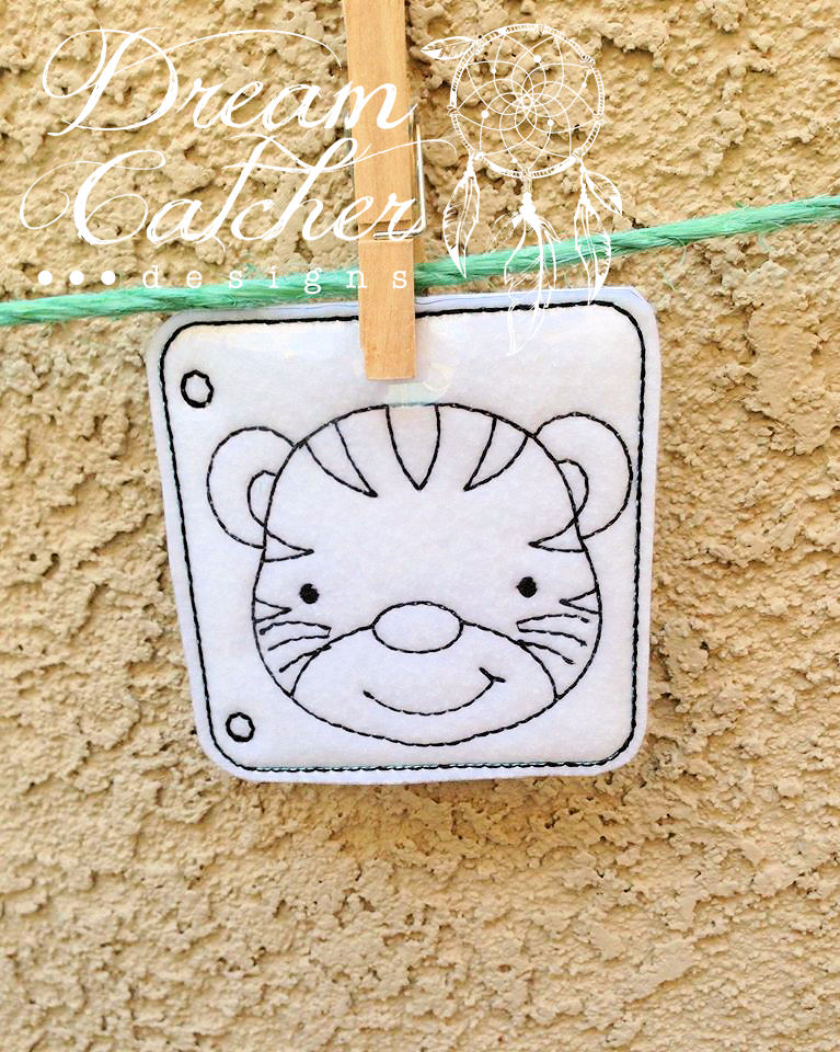In the hoop tiger coloring page embroidery design