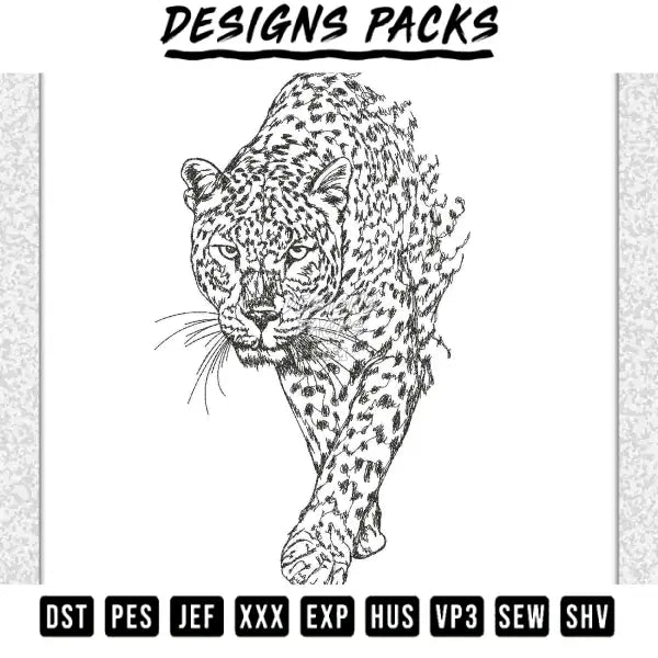 Leopard tiger embroidery design