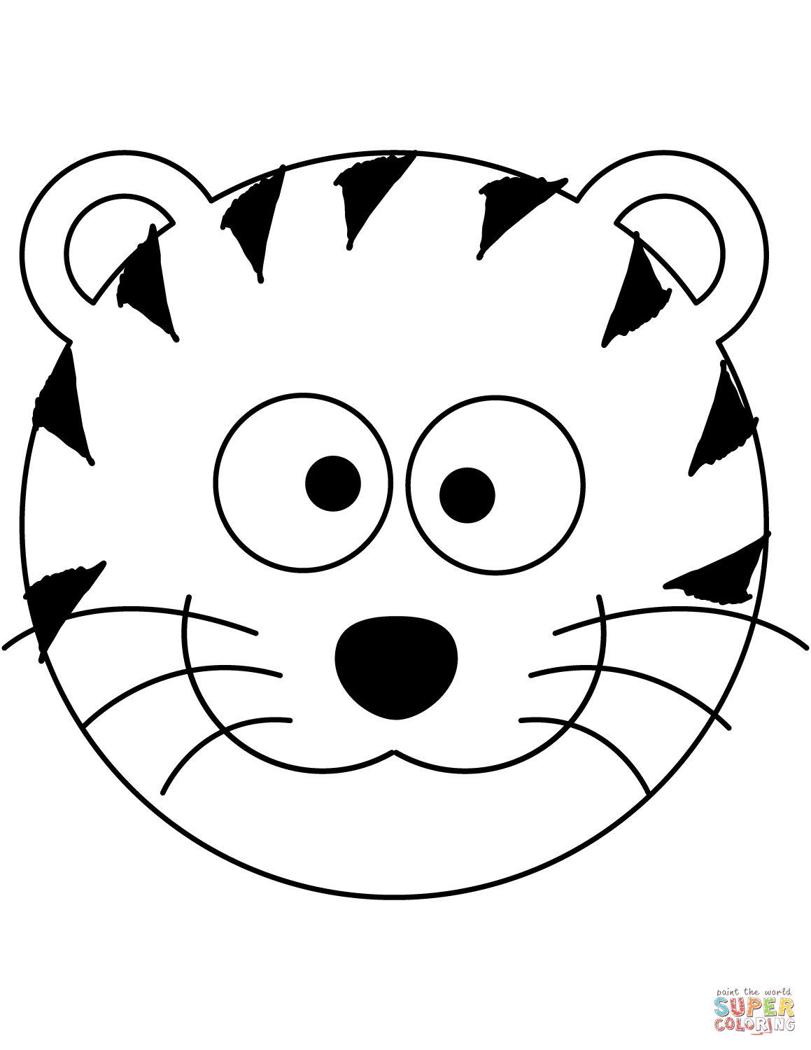 Cartoon tiger head coloring page free printable coloring pages