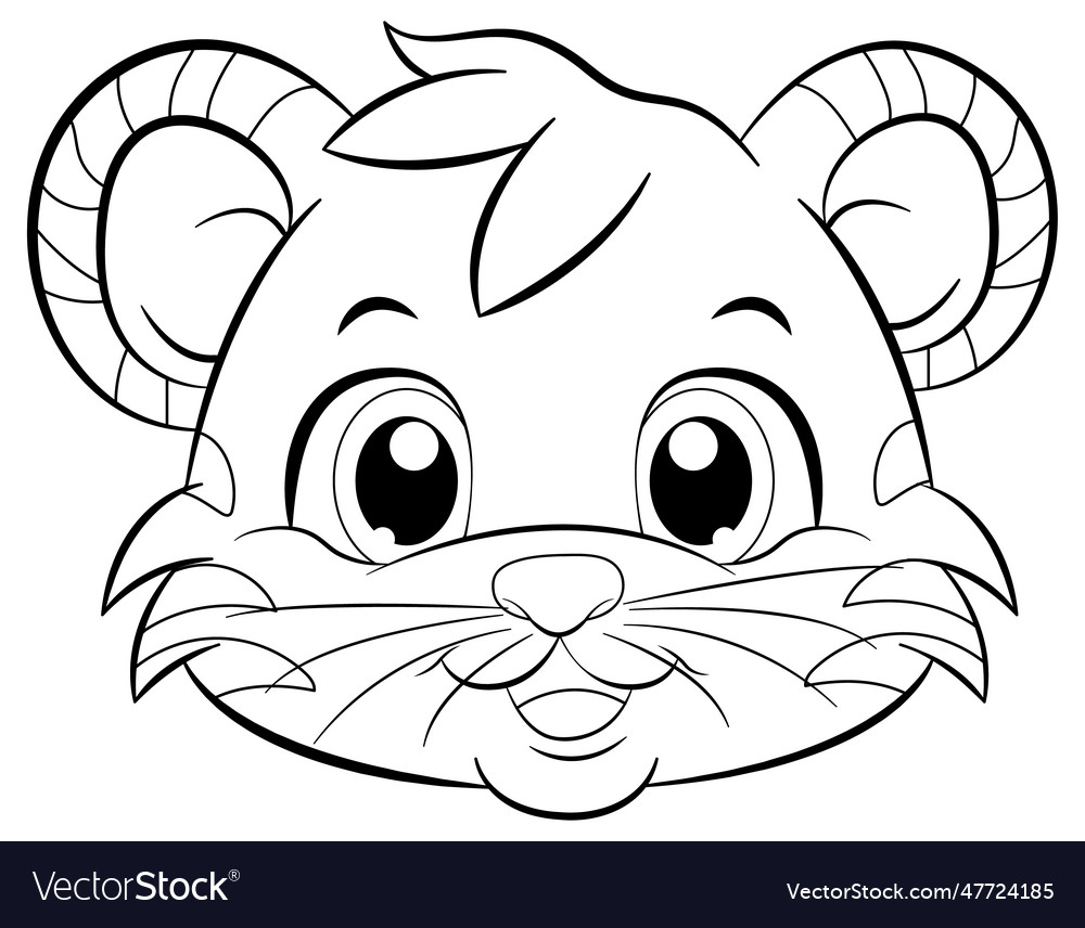 Coloring page outline of cute tiger royalty free vector
