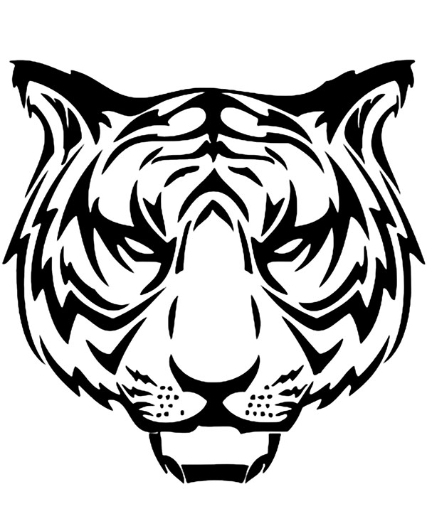 Tigers head picture for coloring tattoo style