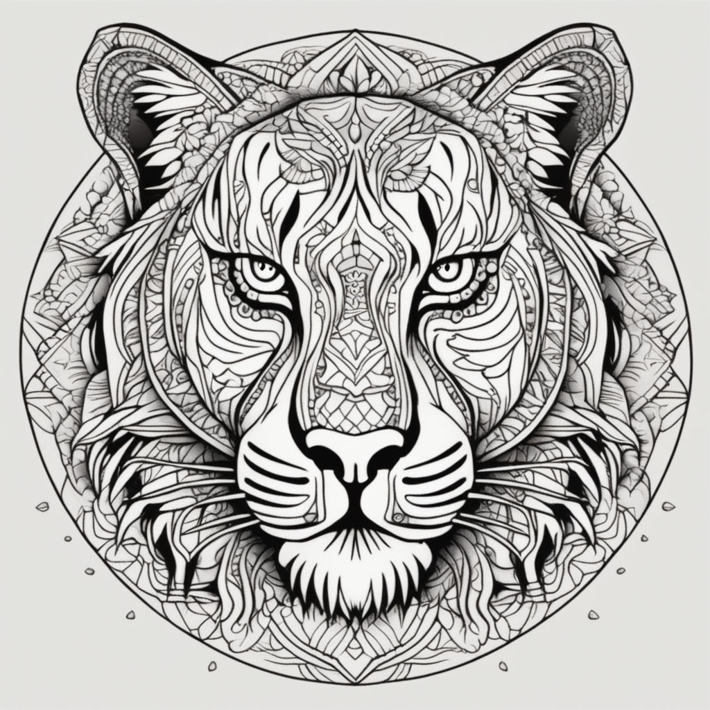 Tiger draw for coloring book black