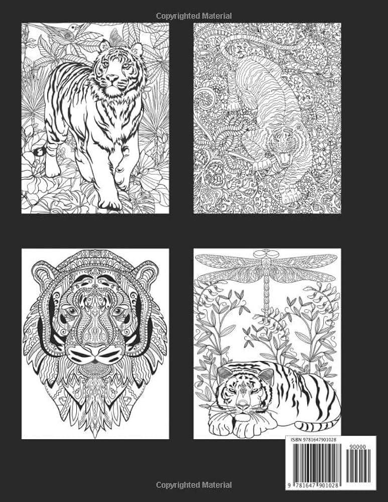 Tiger coloring book for adult gorgeous wild cat designs dylanna press books
