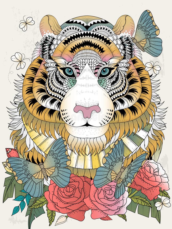 Adult coloring tiger stock illustrations â adult coloring tiger stock illustrations vectors clipart