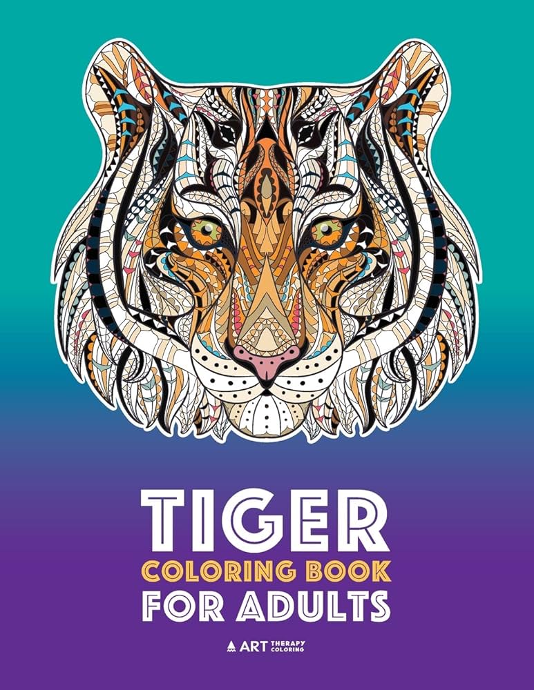 Tiger coloring book for adults stress