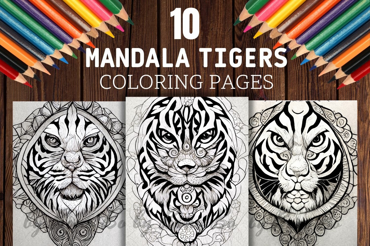 Tigers mandala design coloring pages