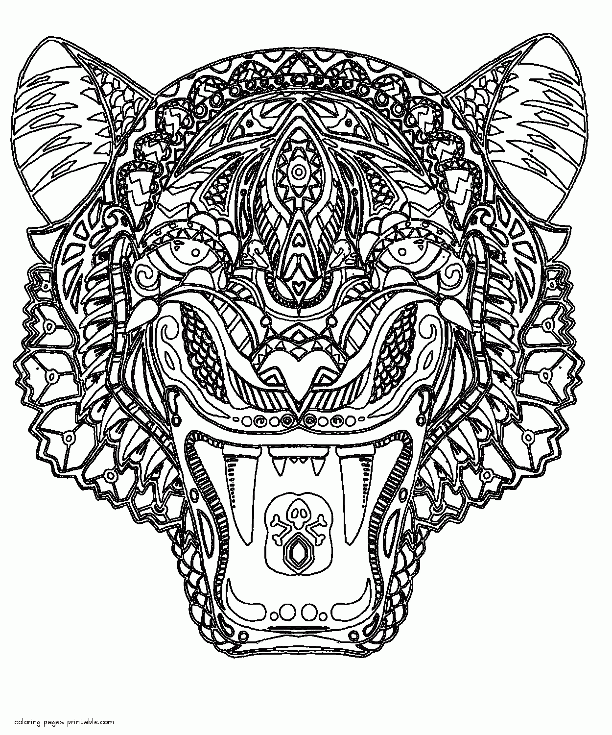 Tiger coloring page for adults coloring