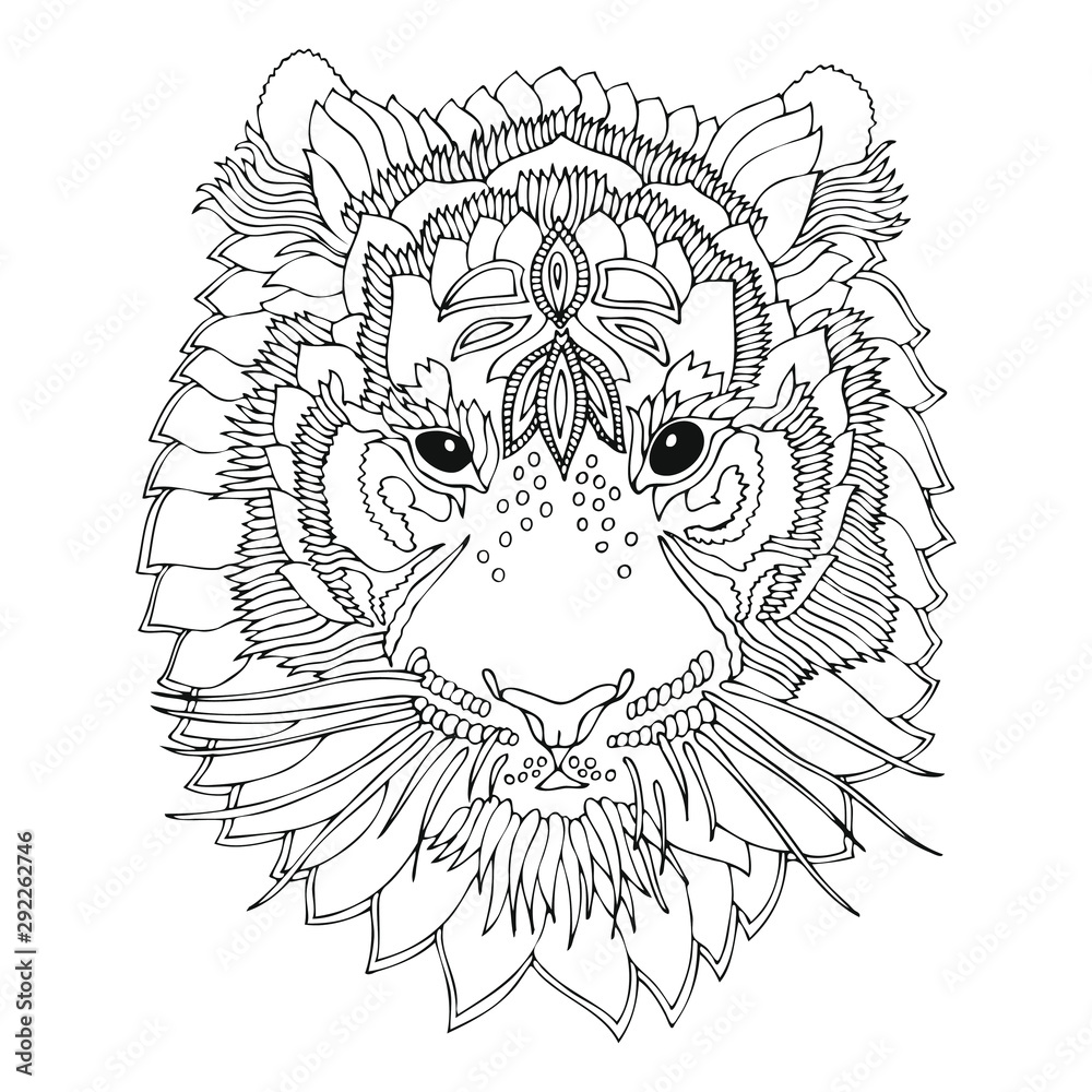 Hand drawn tiger head sketch for anti