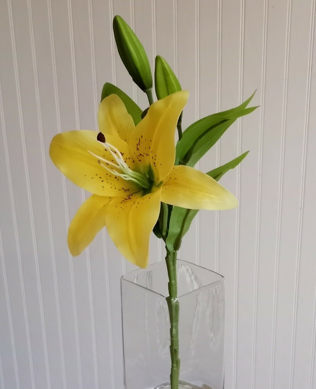 Yellow tiger lily h branch realistic quality silk flower artsy home decor