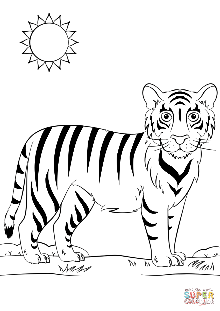 Cartoon tiger coloring page free printable coloring pages