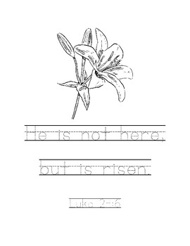 Easter bible verse printing tracing coloring sheet by west state design co