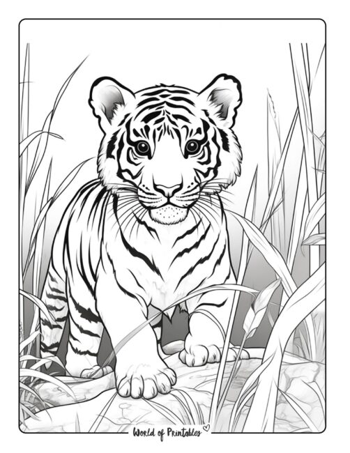 Tiger coloring pages for kids adults