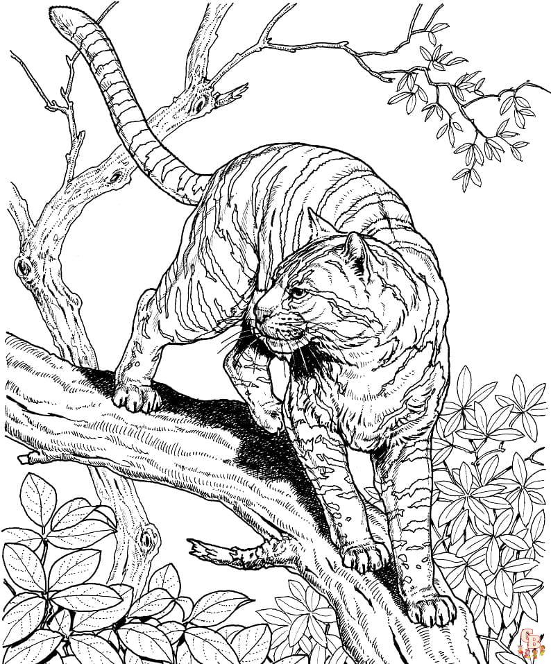Ilmaiset tulostettavat tiger on branch