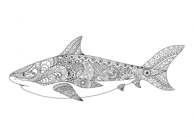 Page shark coloring pages vectors illustrations for free download