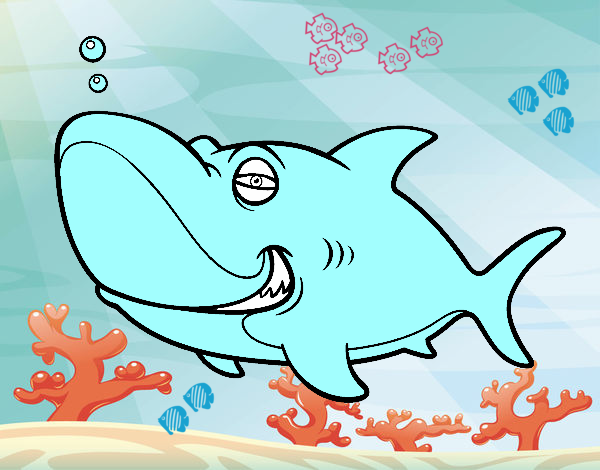 Colored page tiger shark painted by user not registered