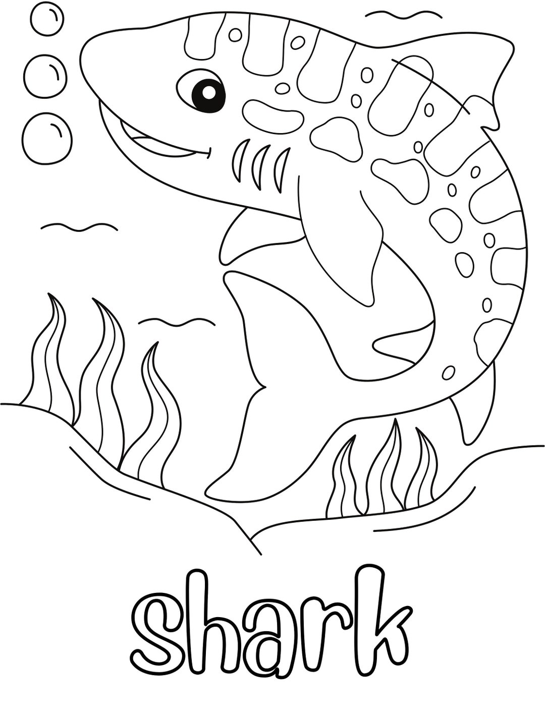 Shark printable coloring page digital download printable coloring page