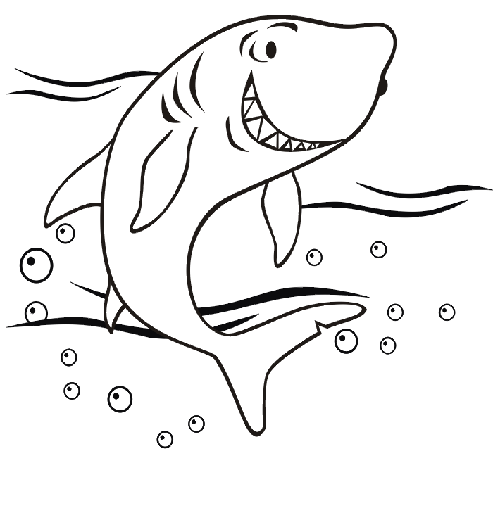 Shark coloring page smiling shark